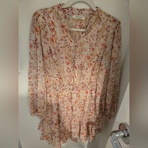 Floral Long Sleeve Mini Ruffle Dress